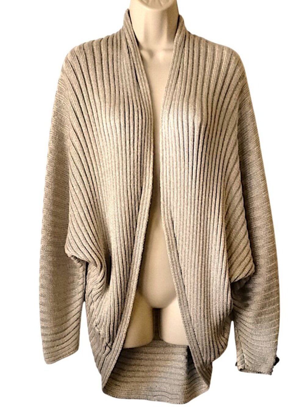 Ralph Lauren Knit Silk Metallic Cocoon Cardigan M Champagne